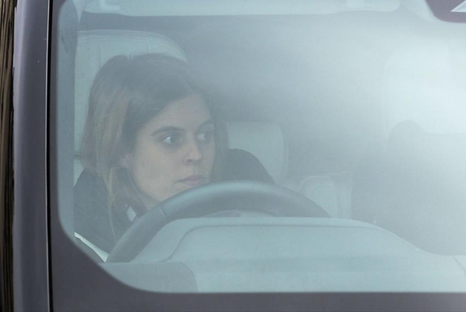Princess Beatrice arrives at the Clarence House on Tuesday morning (REUTERS)