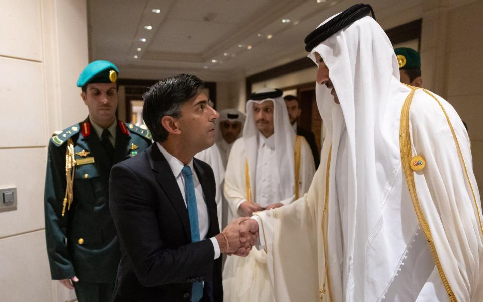 Rishi Sunak meets with the Emir of Qatar, Tamim bin Hamad Al Thani