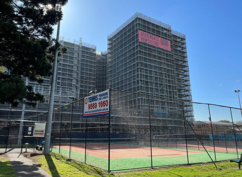 A general view of a multi-storey apartment building being constructed in Marrickville