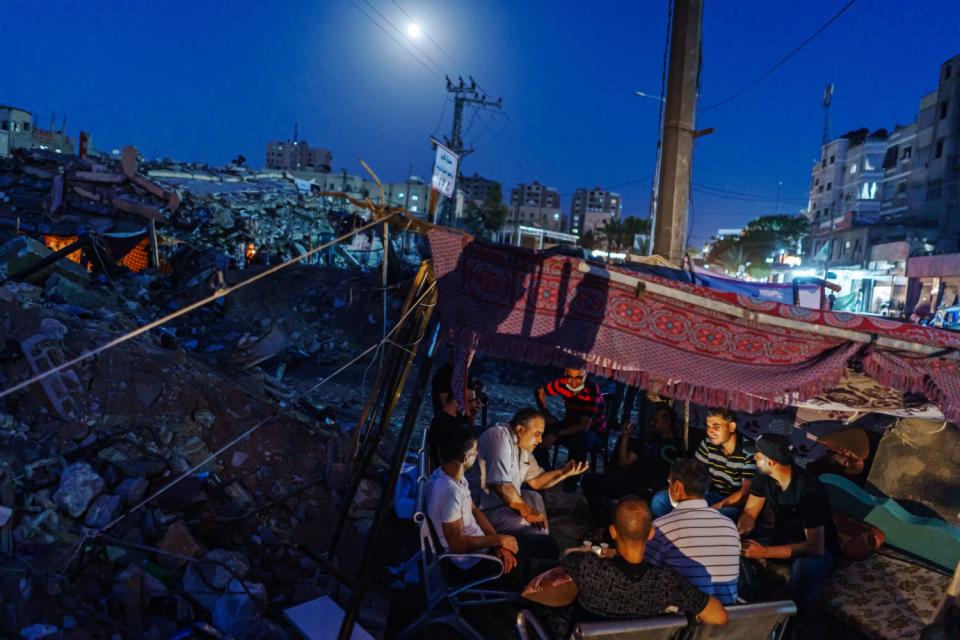 Members of the Al-Madhoun family gather in Gaza City.