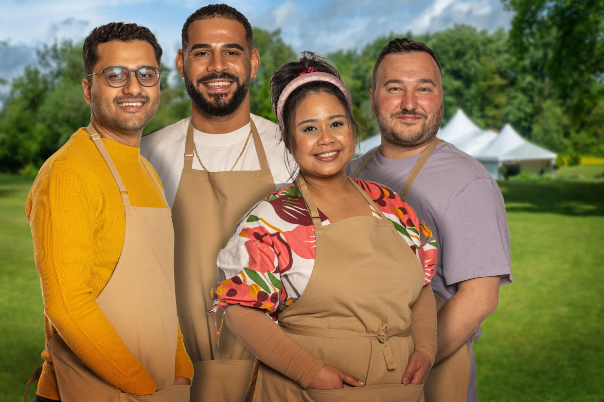 The Great British Bake Off 2022 semi-finalists Abdul, Sandro, Syabira and Janusz. (Channel 4)