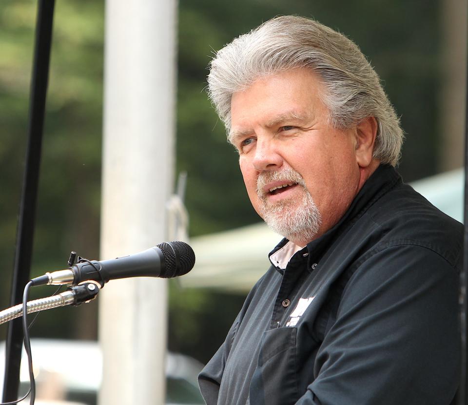 Indiana Department of Natural Resources director Dan Bortner discusses Gus Grissom's legacy during the Grissom Memorial's 50th anniversary celebration Wednesday.