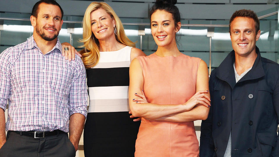 Matty Johns, Deborah Hutton, Megan Gale and Matt Shirvington, pictured here during a media call for the ASTRA Awards Finalists in 2013.