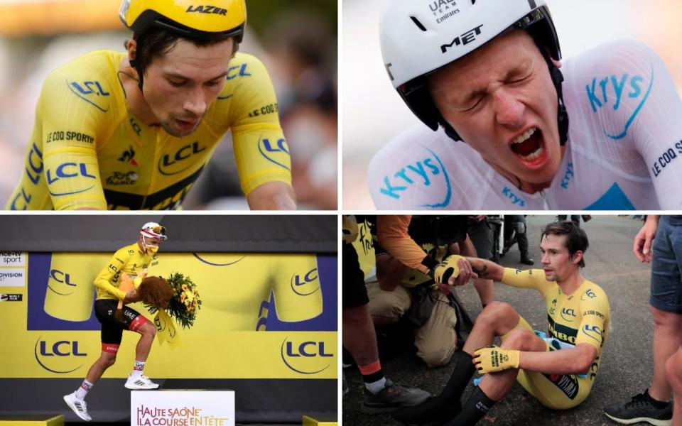 Tadej Pogacar and Primoz Roglic — Tadej Pogacar blows Tour de France apart to wrestle yellow jersey off Primoz Roglic and all but seal title - REUTERS / AFP / AP