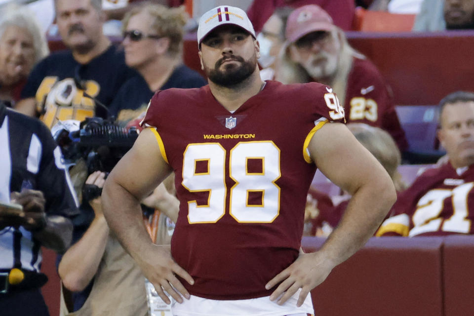 DT Matt Ioannidis was surprisingly released by the Commanders on Wednesday, and his agent was not happy about it. (Geoff Burke-USA TODAY Sports)