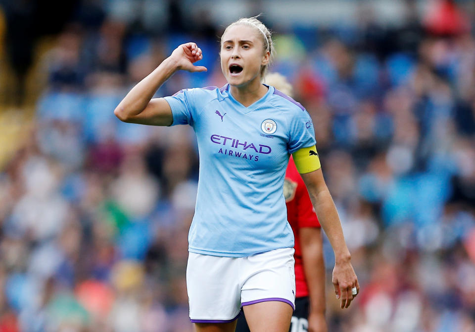 Manchester City's Steph Houghton is not willing to buck under pressure Action Images via Reuters/Craig Brough