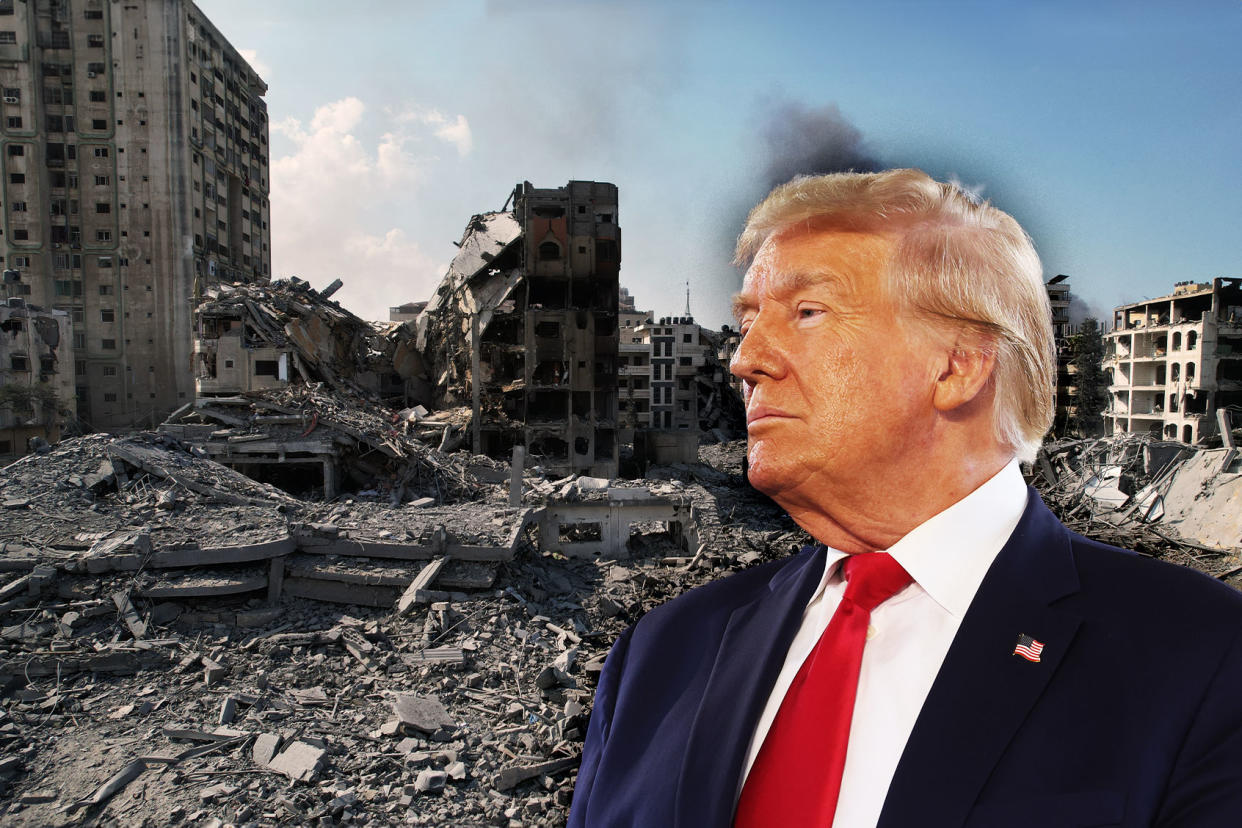 Donald Trump Gaza Bombed Buildings Photo illustration by Salon/Getty Images