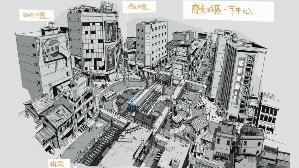 故事主場景參考實景加上想像，打造出荒涼的廢棄城區。（牽猴子提供）