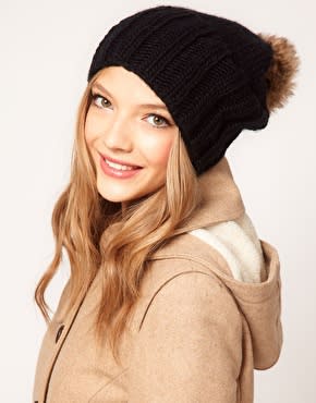 Faux Fur Pom Boyfriend Beanie