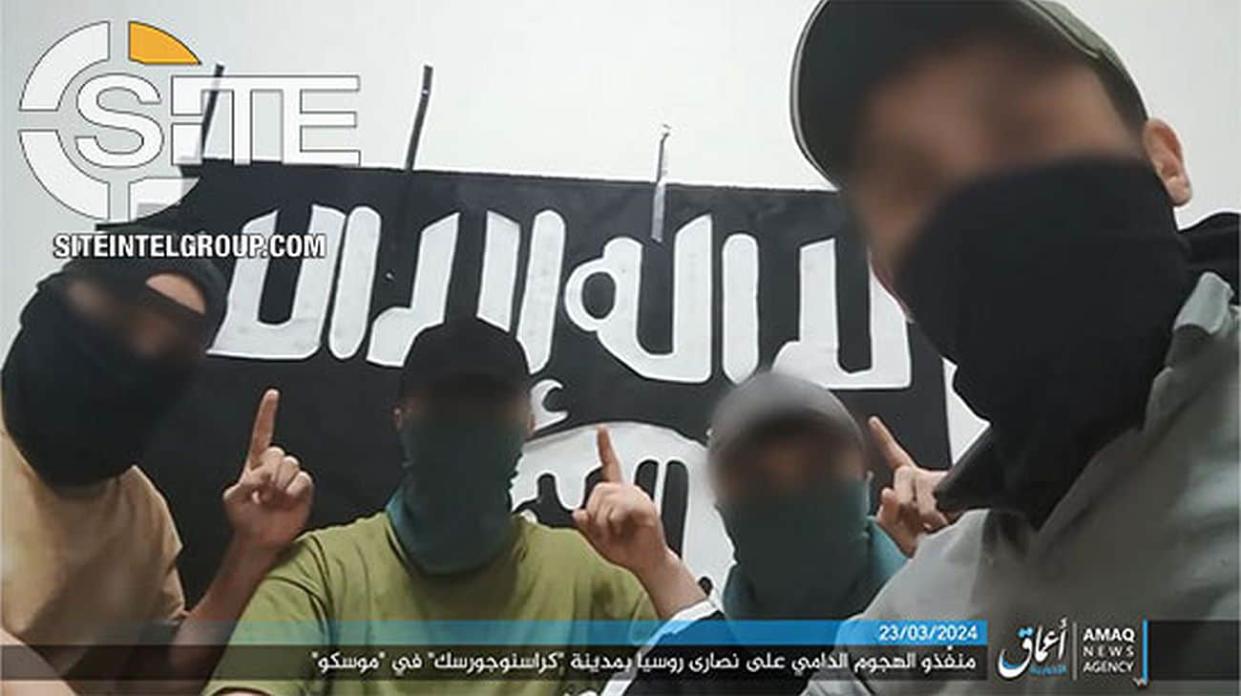 A photo released by Islamic State of the terrorists who attacked the Crocus City Hall. Photo: Site