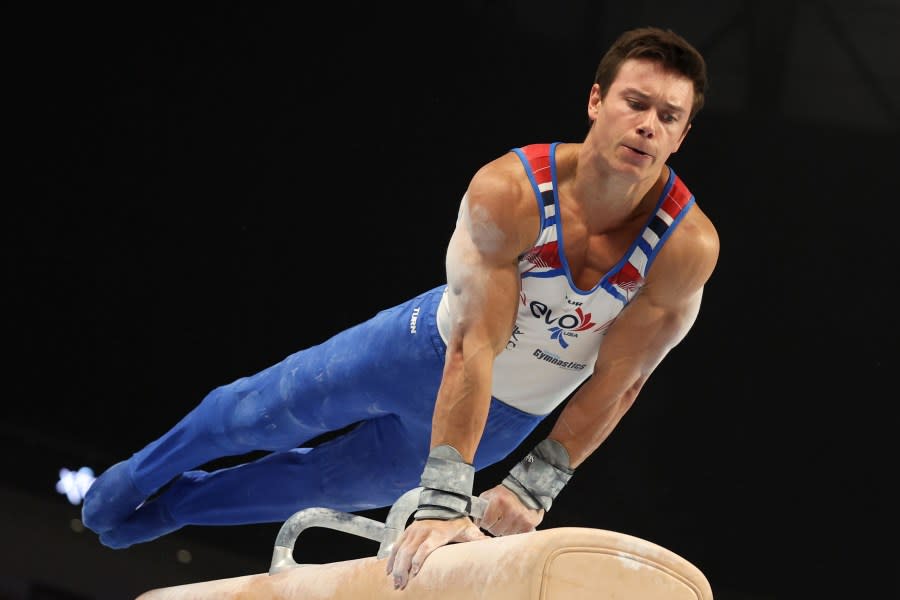 FORT WORTH, TEXAS – JUNE 01: Brody Malone competes on the Pommel Horse during the 2024 Xfinity U.S. Gymnastics Championships at Dickies Arena on June 01, 2024 in Fort Worth, Texas. (Photo by Elsa/Getty Images)