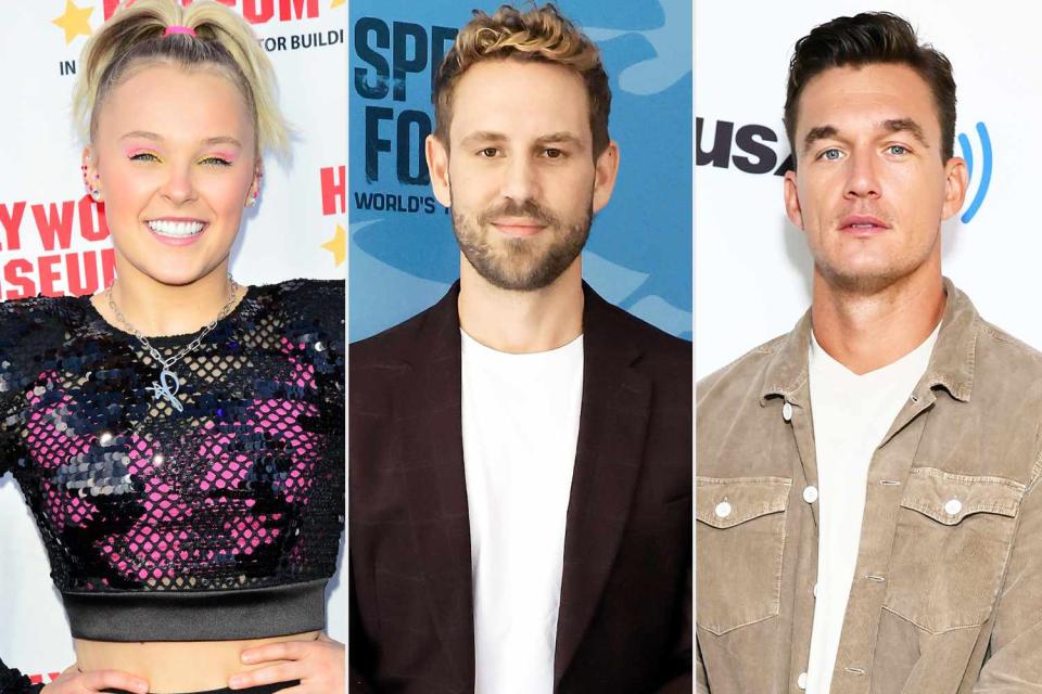 <p>Jerod Harris/Getty; Kevin Winter/Getty; Theo Wargo/Getty</p> Jojo Siwa (L); Nick Viall (C); Tyler Cameron (R)