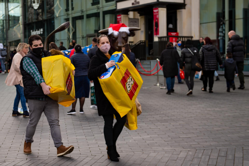 Shoppers on the streets of Birmingham ahead of Christmas. The city is still in Tier 3 restrictions.