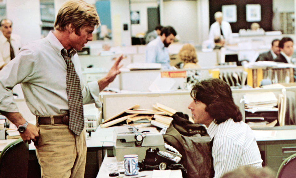 (L-R) Robert Redford and Dustin Hoffman in 1976’s “All the President’s Men” - Credit: Everett
