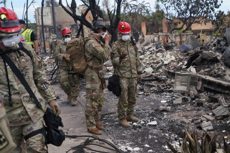 A search continues for three people listed as missing in the wildfires that erupted on Maui in August. Photo by Master Sgt. Andrew Jackson/USAF/U.S. National Guard/UPI