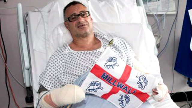 Roy Larner pictured in hospital after the London Bridge terror attack