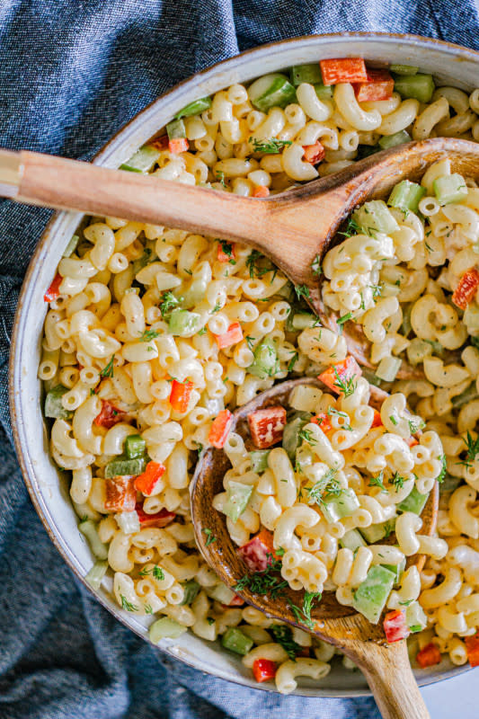 <p>Baum Foods</p><p>This Easy Macaroni Salad is a classic, plant-based spin on the original. 7 ingredients make this your next go-to warm weather dish.</p><p><strong>Get the Recipe: </strong><strong><a href="https://www.baumassfoods.com/easy-macaroni-salad/" rel="nofollow noopener" target="_blank" data-ylk="slk:Easy Macaroni Salad;elm:context_link;itc:0;sec:content-canvas" class="link ">Easy Macaroni Salad</a></strong></p>