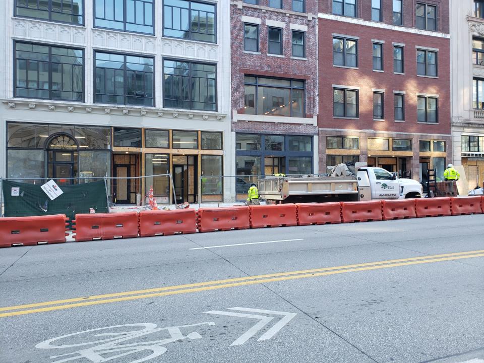 In addition to existing vacant retail space, new buildings are adding ground-floor space in need of tenants, such as this stretch of North High Street now being renovated.