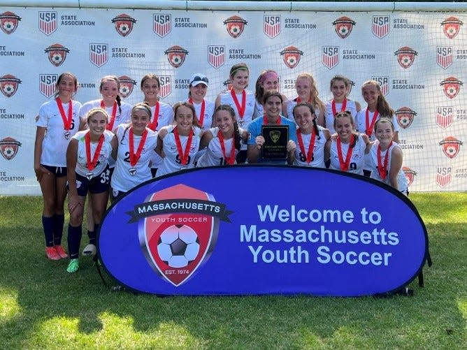 The 2022 Berkley Grade 11 Girls soccer team after winning the Division II state title at the Massachusetts Tournament of Champions.