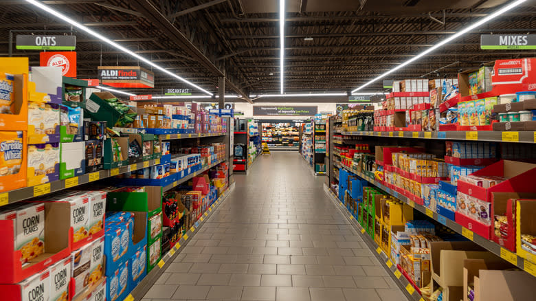 Cereal and dessert aisle in Aldi