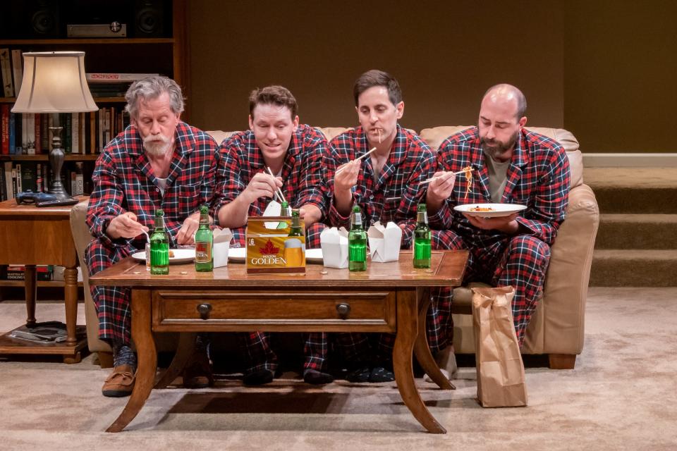 Starring in "Straight White Men" at Wellfleet Harbor Actors Theater are, from left, Mark Hofmaier, Andy Mccain, Carl Howell and Mike Mihm.