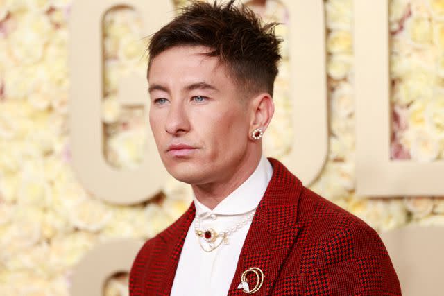 <p>MICHAEL TRAN/AFP via Getty </p> Barry Keoghan at the 81st Golden Globe Awards in January 2024.