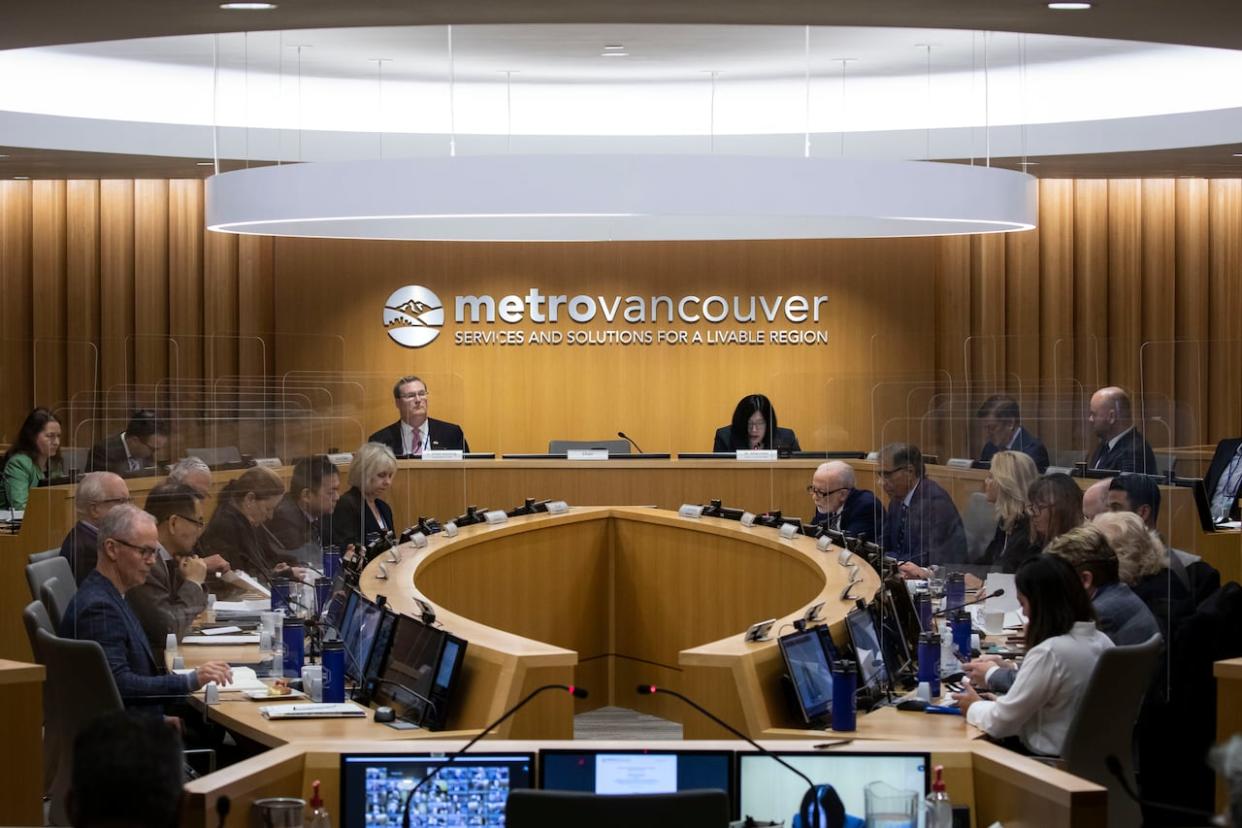 A Metro Vancouver board of directors meeting in Burnaby, B.C., in November 2022.  (Ben Nelms/CBC - image credit)