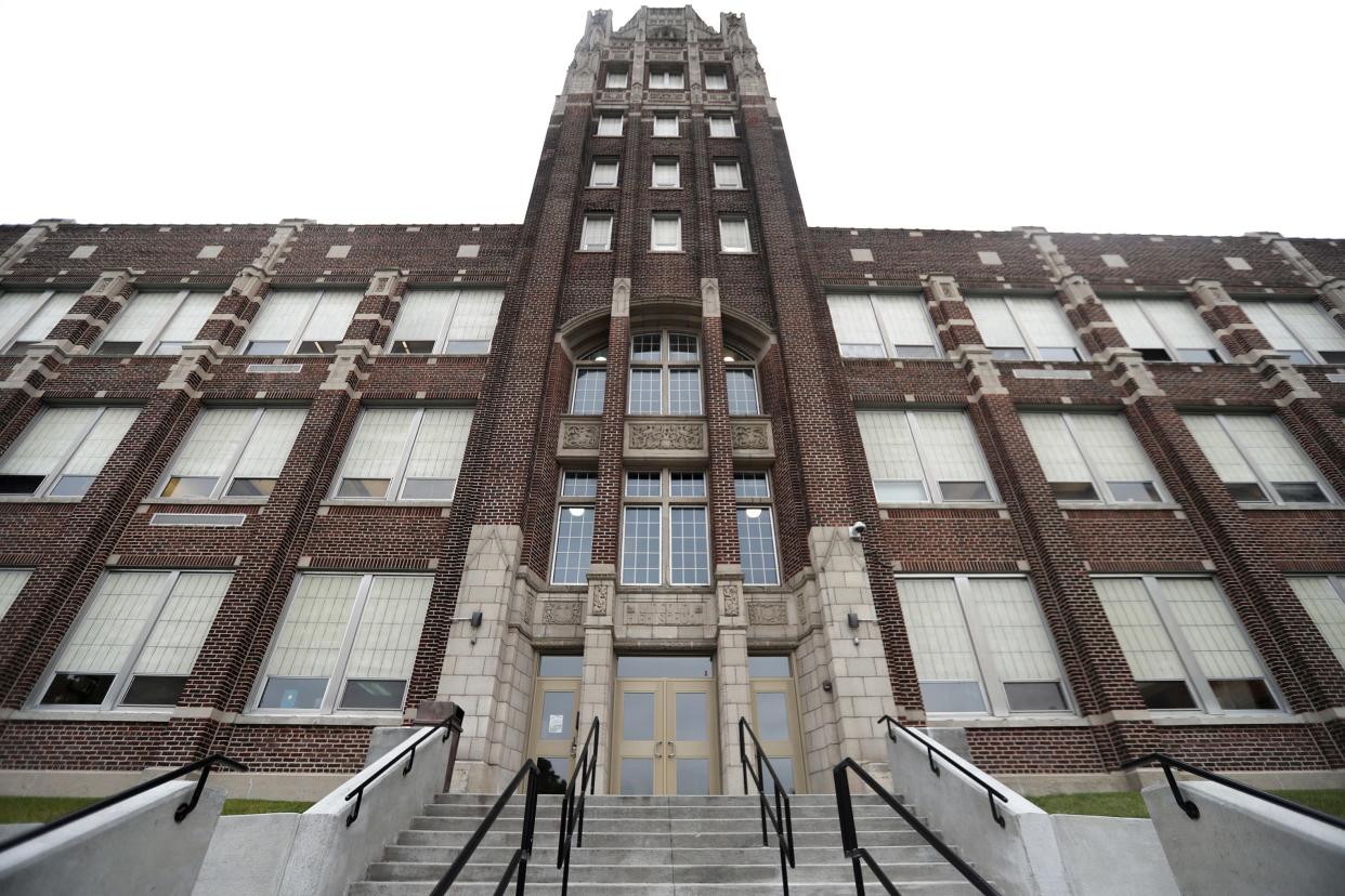 FILE - A scene of Lincoln High School on the first day of school Friday, Sept. 6, 2019, in Manitowoc.