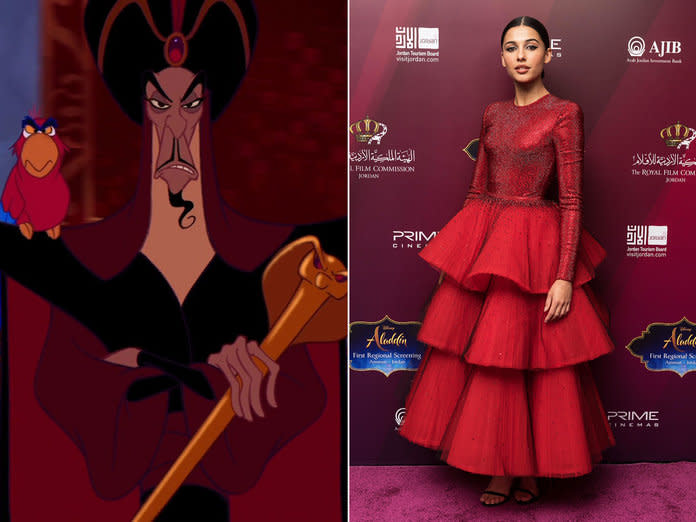 Aladdin's Naomi Scott, who plays Jasmine in the live-action film, has been dressing like different characters from the movie. See her red carpet style.