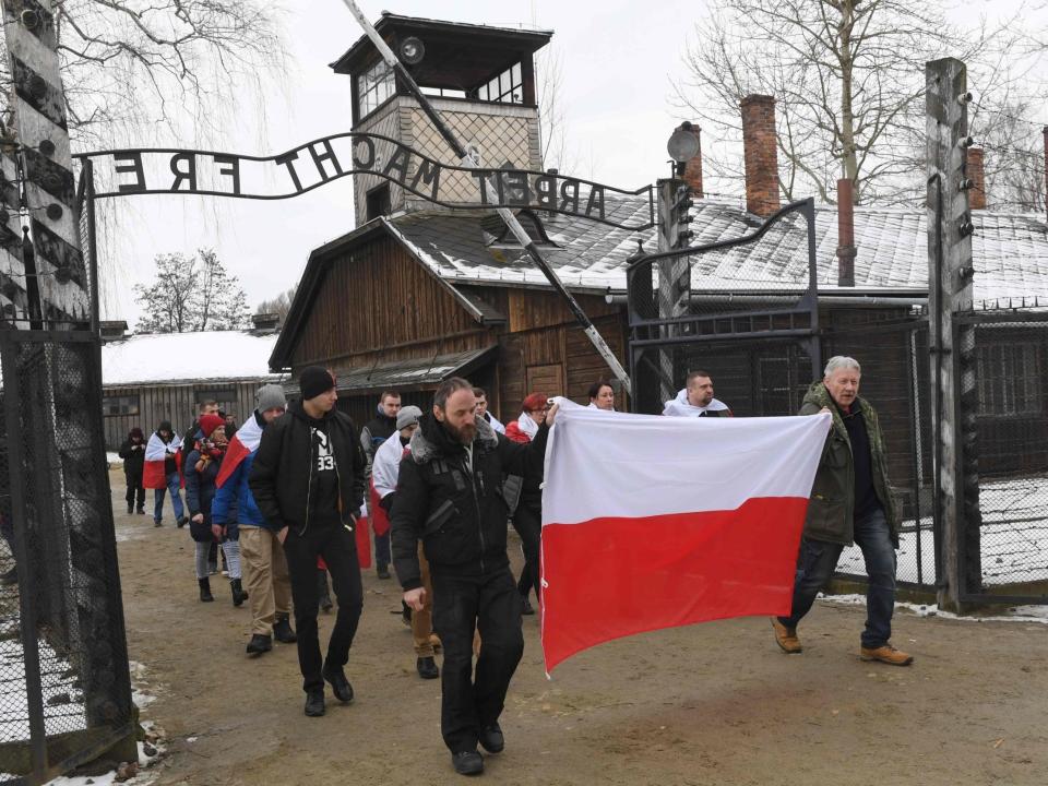 Far-right Polish nationalists demonstrate at Auschwitz during official Holocaust commemorations: AFP/Getty Images