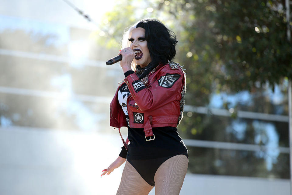 SANTA ANA, CA - OCTOBER 22: Drag queen and personality Sharon Needles from the TV show Rupaul's Drag Race performs onstage during the Beach Goth Festival at The Observatory on October 22, 2016 in Santa Ana, California. (Photo by Scott Dudelson/Getty Images)