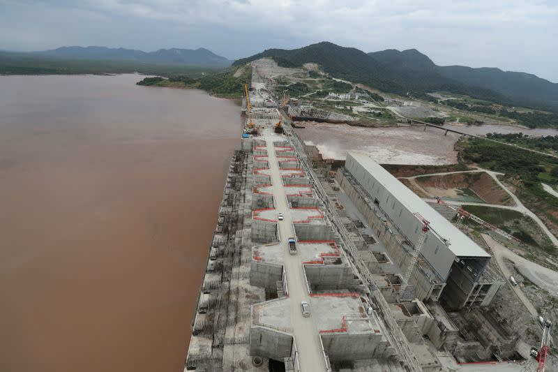 FILE PHOTO: Ethiopia's Grand Renaissance Dam is seen as it undergoes construction work on the river Nile in Guba Woreda