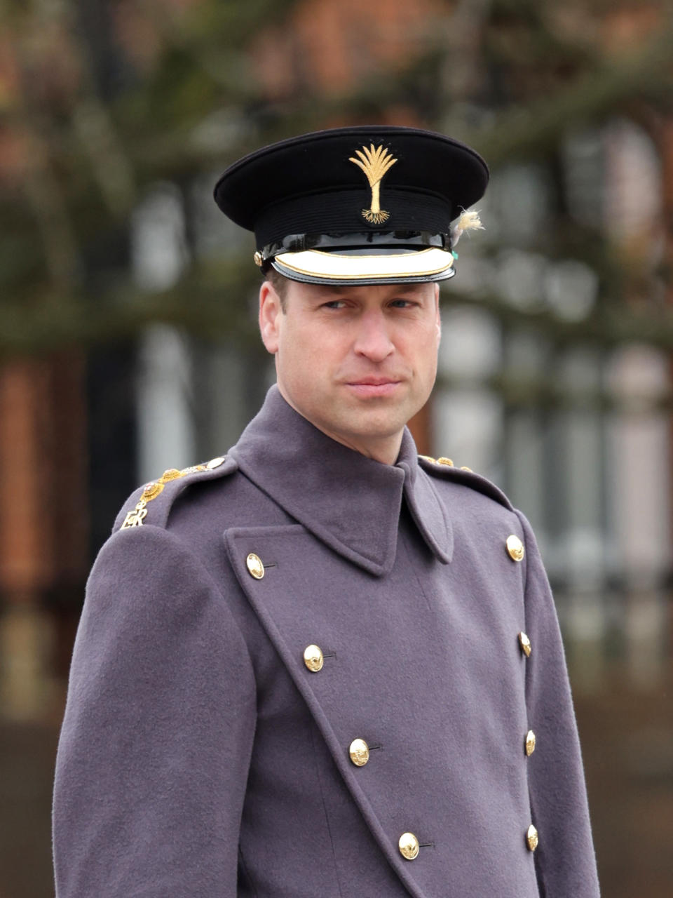 Prince William, Prince of Wales looks on during a visit to the 1st Battalion Welsh Guards at Combermere Barracks