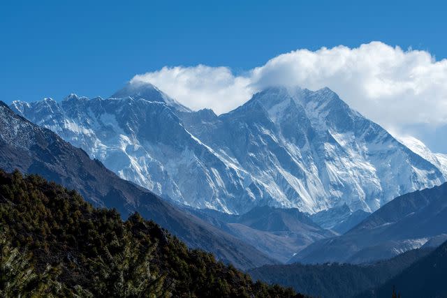 PRAKASH MATHEMA/AFP via Getty The Himalayan Mount Everest and other mounts ranges are pictured from Namche Bazar in the Everest region, some 140 kms northeast of Kathmandu