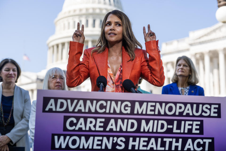 Halle Berry speaks in Washington D.C. about women's midlife health.