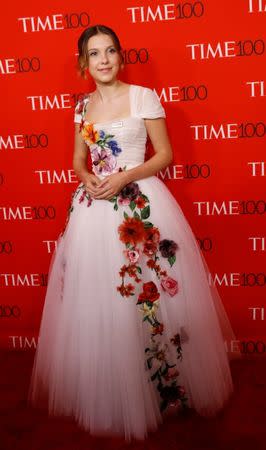 Actress Millie Bobby Brown arrives for the TIME 100 Gala in Manhattan, New York, U.S., April 24, 2018. REUTERS/Shannon Stapleton/Files