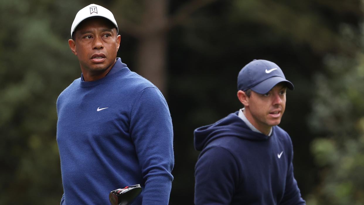  Tiger Woods and Rory McIlroy at the 2023 Masters 