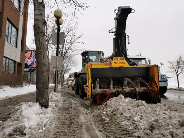 After Saturday's snowstorm and several days of fluctuating temperatures, there's quite a bit of water accumulation and the city aims to minimize the wetness before it gets cold. (Matt D'Amours/CBC - image credit)