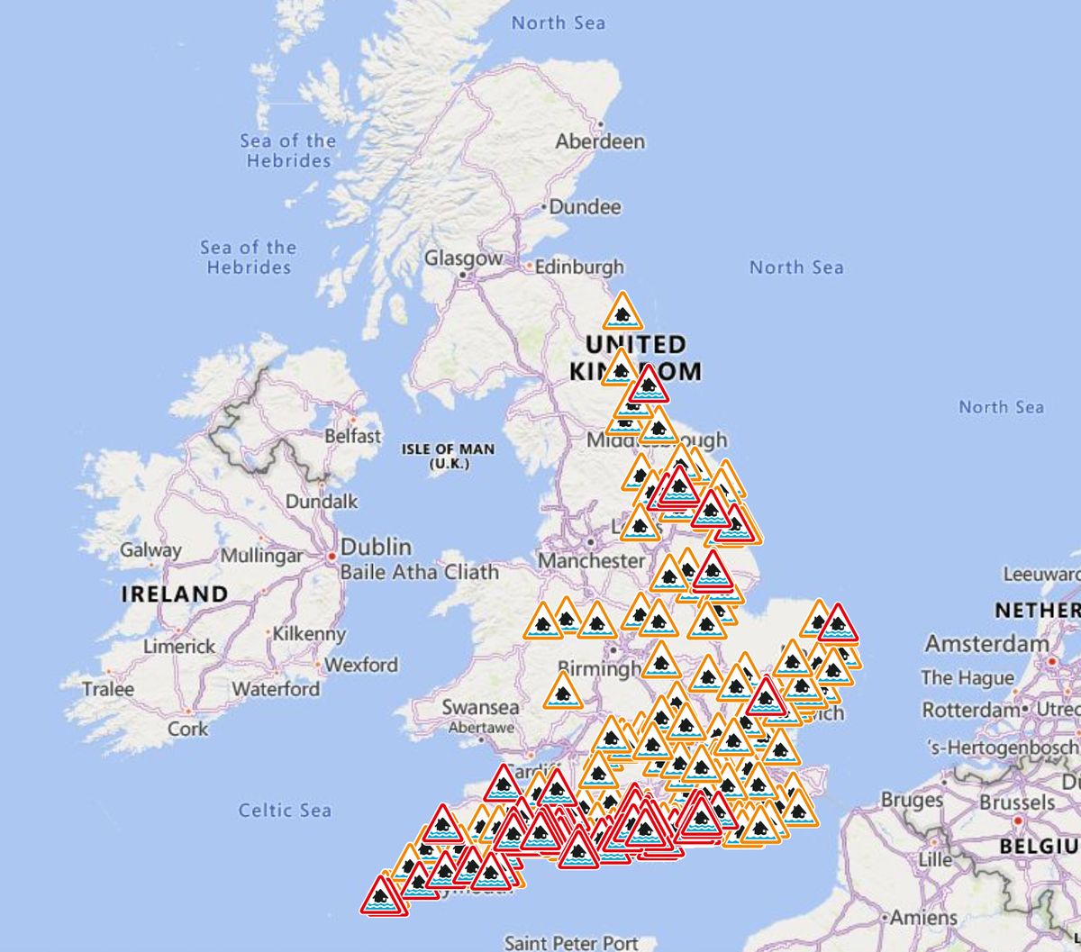 Over 200 flood warnings and alerts have been issued across the UK (Gov.uk)