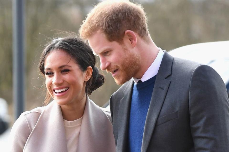 Prince Harry and Meghan Markle visit the Eikon Centre on March 23, 2018 in Lisburn, Nothern Ireland.