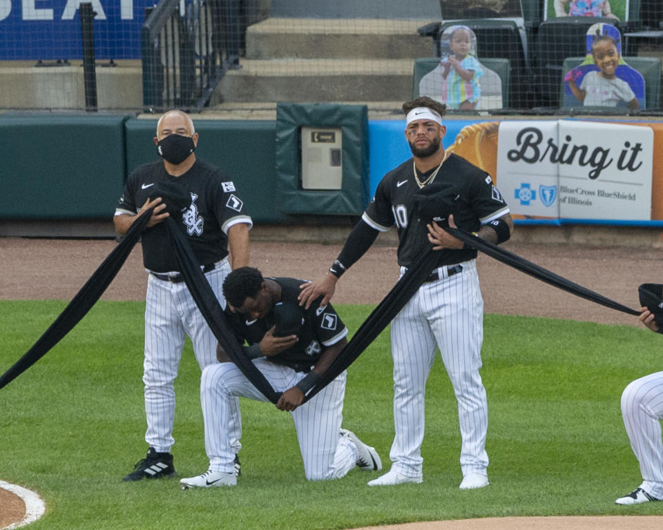 Tim Anderson was among the White Sox players to take a knee on opening day in 2020. (Photo by Ron Vesely/Getty Images)