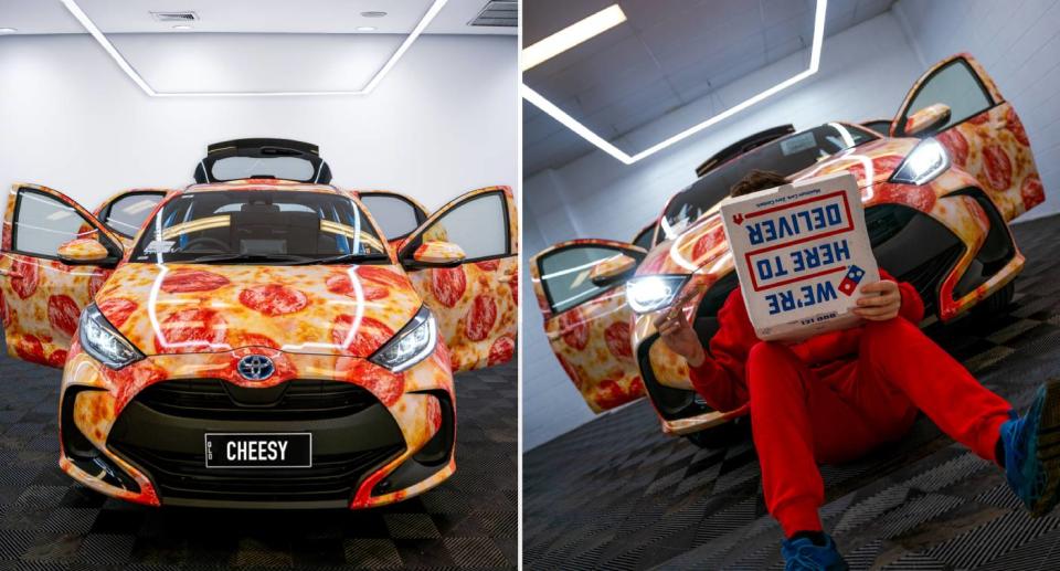 Pepperoni pizza themed car that Domino's is giving away