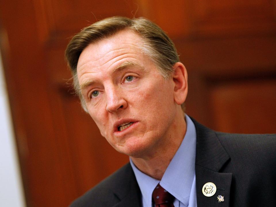 Rep. Paul Gosar speaks at a news conference.