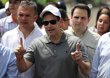 U.S. Senator Marco Rubio speaks during a news conference as he visits the Colombia-Venezuela border at the Simon Bolivar International Bridge on the outskirts of Cucuta, Colombia February 17, 2019. REUTERS/Luisa Gonzalez