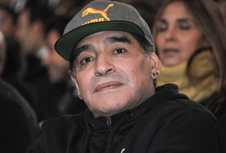 Argentinian soccer legend Diego Armando Maradona attends the Italian soccer Hall of Fame 2017 event in Florence, Italy, January 17, 2017. REUTERS/Paolo Lo Debole