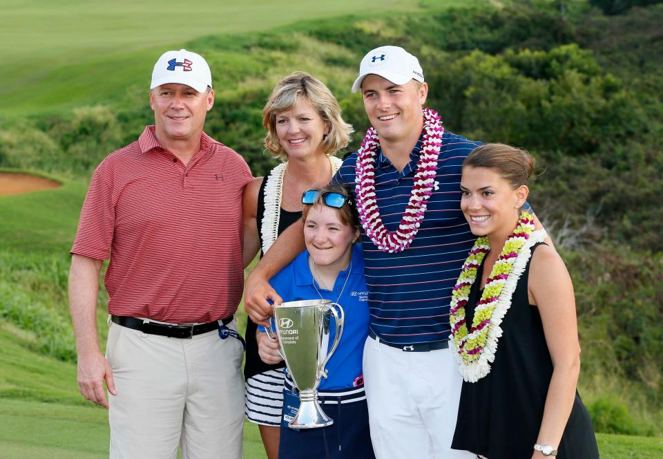 U.S. professional golfer Jordan Spieth's mother, Mary Christine Spieth, second from left, played college basketball and says she is the most competitive person in their family.