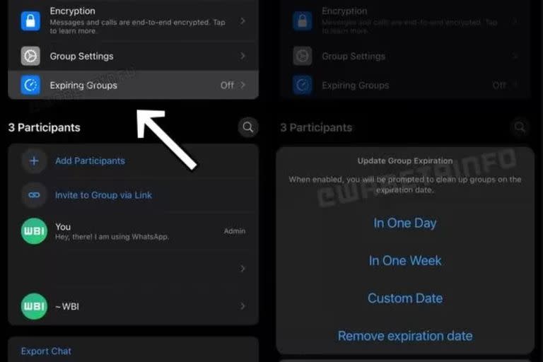 WhatsApp permitirá poner fecha de vencimiento a los grupos