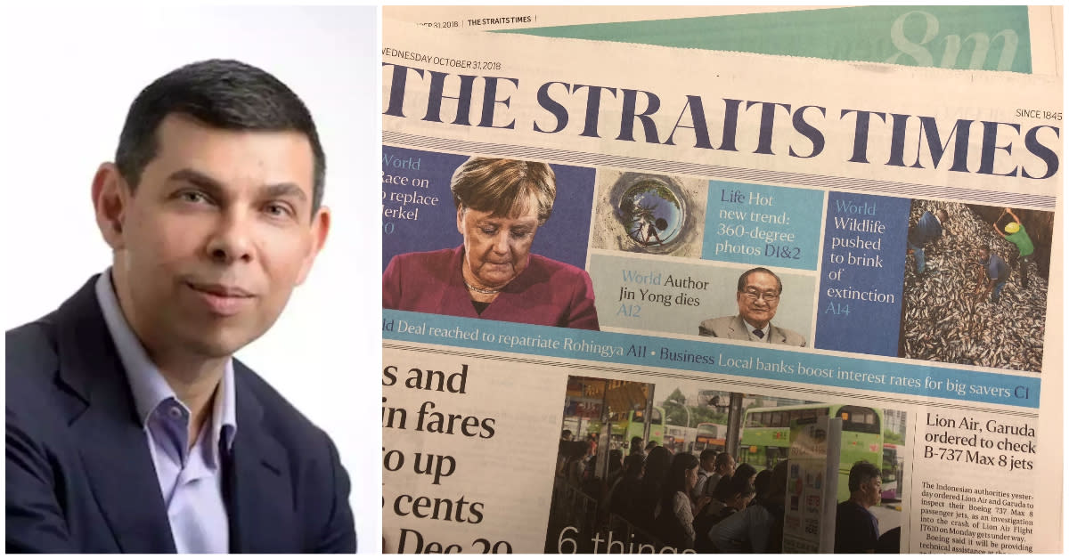 Warren Fernandez (left), editor of The Straits Times since 2012, will be leaving the national broadsheet. (FILE PHOTOS: Yahoo News Singapore)