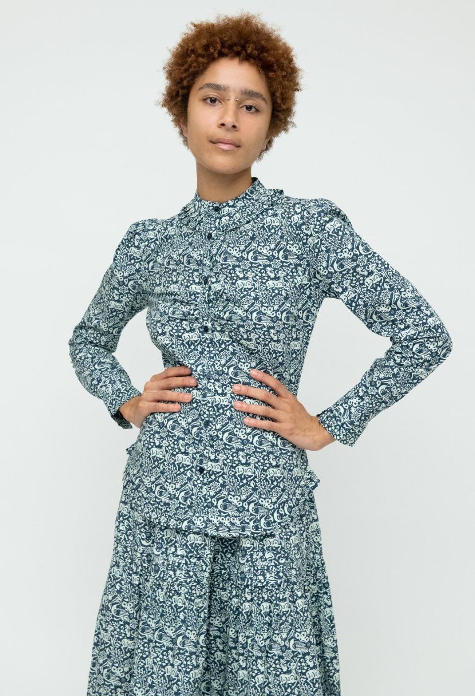 Laura Ashley x BATSHEVA Cambrie Blouse in Whinlatter