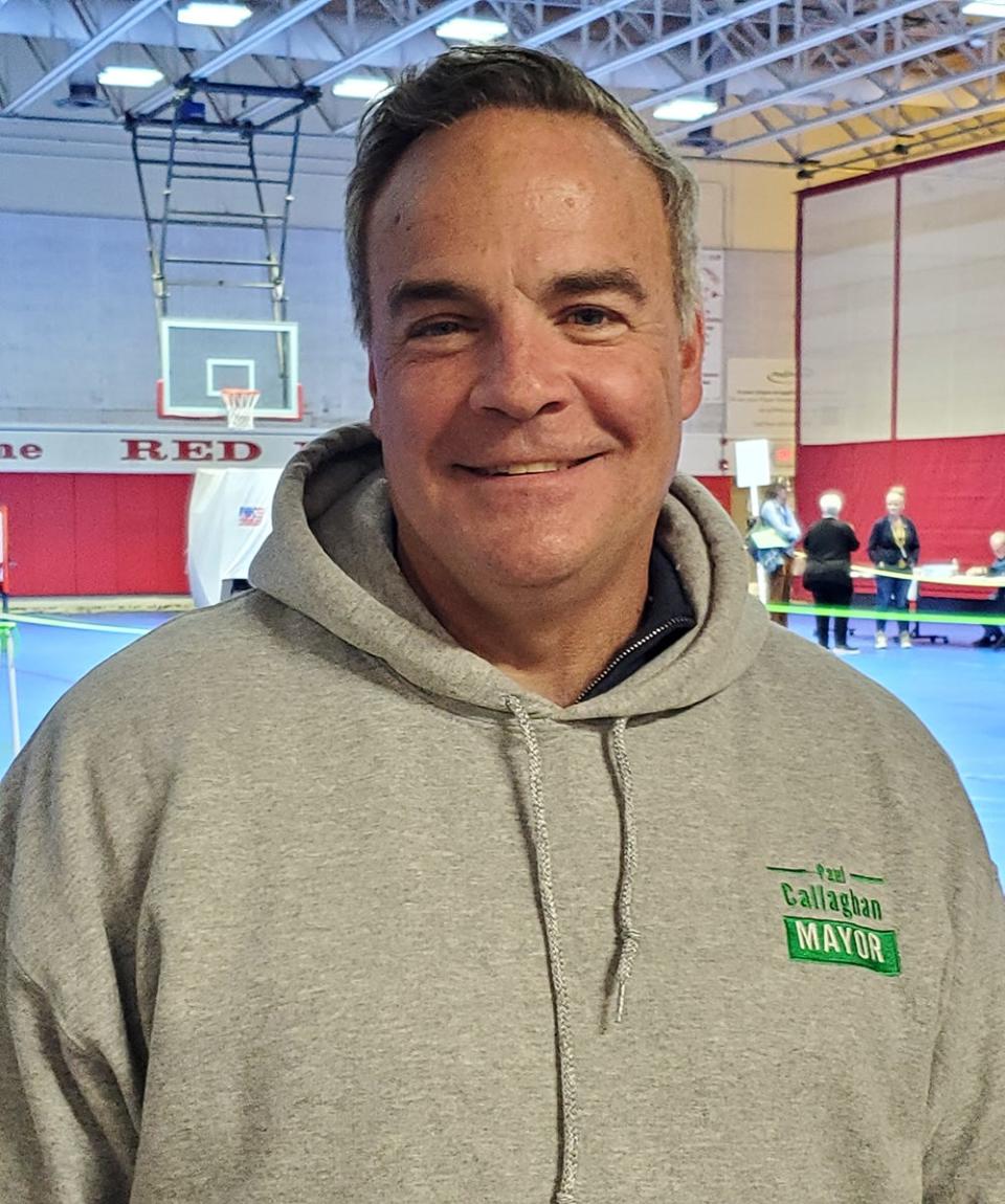 Rochester Mayor Paul Callaghan is seen at the polls for the city election Tuesday, Nov. 7, 2023 at the James W. Foley Memorial Community Center.